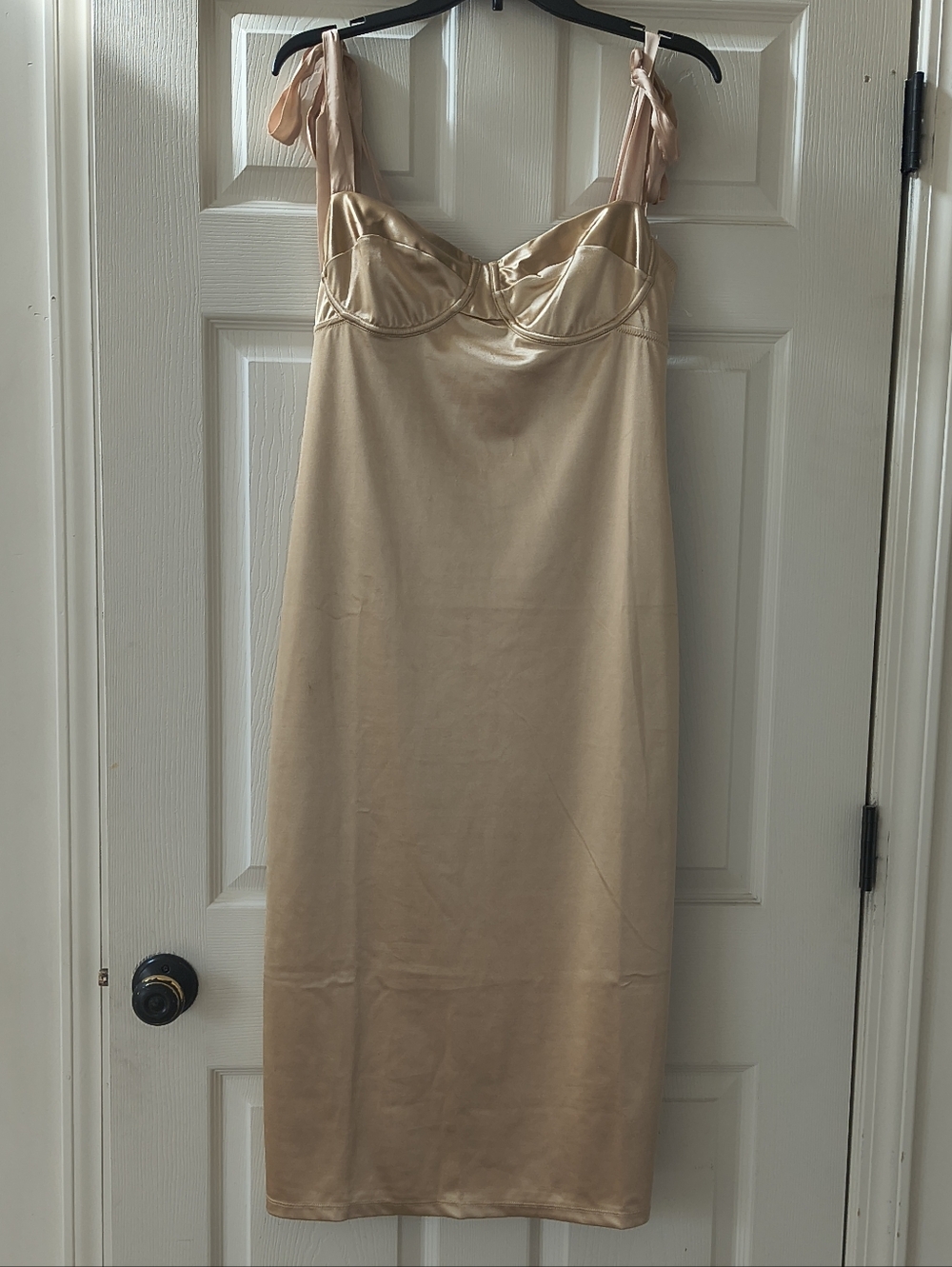 NWOT Free People Gold Satin Midi Dress | Size Large